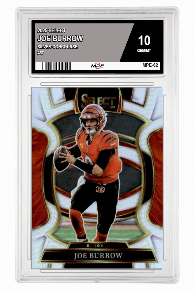2025 SELECT SILVER-CONCOURSE #57 JOE BURROW MPE 10 GEM/MT — graded card up for auction