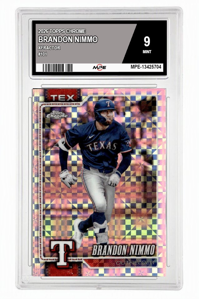 2026 TOPPS CHROME XFRACTOR #101 BRANDON NIMMO MPE 9 MINT — graded card auctioned from the MPE vault