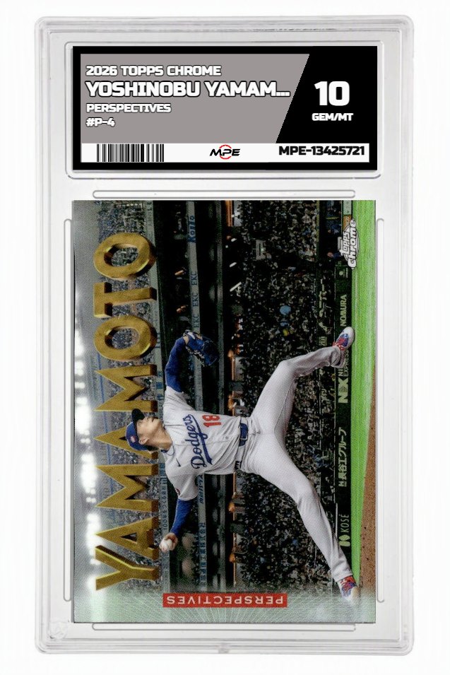 2026 TOPPS CHROME PERSPECTIVES #P-4 YOSHINOBU YAMAMOTO MPE 10 GEM/MT — graded card auctioned from the MPE vault