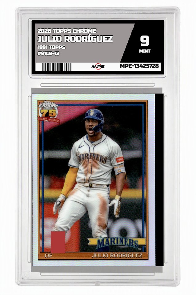 2026 TOPPS CHROME 1991 TOPPS #91CB-13 JULIO RODRÍGUEZ MPE 9 MINT — graded card auctioned from the MPE vault