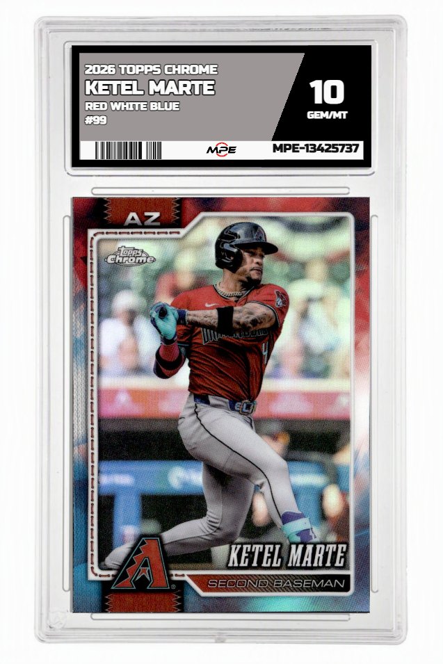2026 TOPPS CHROME RED WHITE BLUE #99 KETEL MARTE MPE 10 GEM/MT — graded card auctioned from the MPE vault