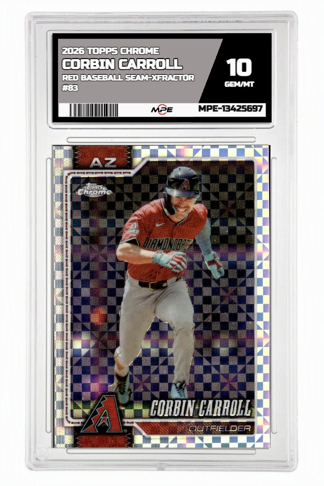 2026 TOPPS CHROME RED BASEBALL SEAM-XFRACTOR #83 CORBIN CARROLL MPE 10 GEM/MT — graded card auctioned from the MPE vault
