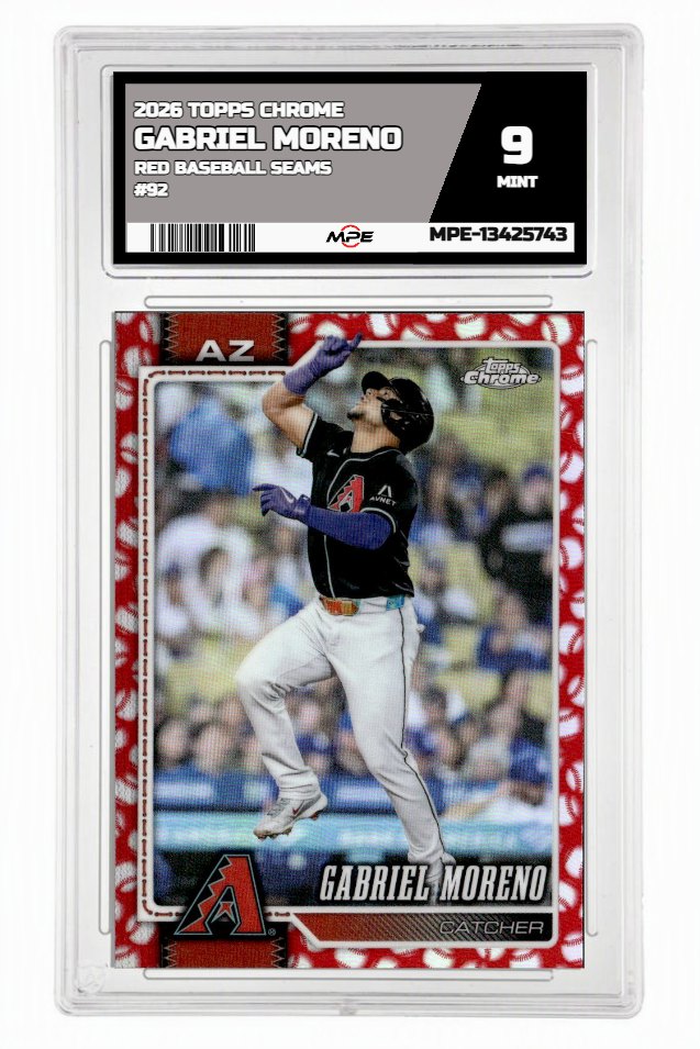 2026 TOPPS CHROME RED BASEBALL SEAMS #92 GABRIEL MORENO MPE 9 MINT — graded card auctioned from the MPE vault