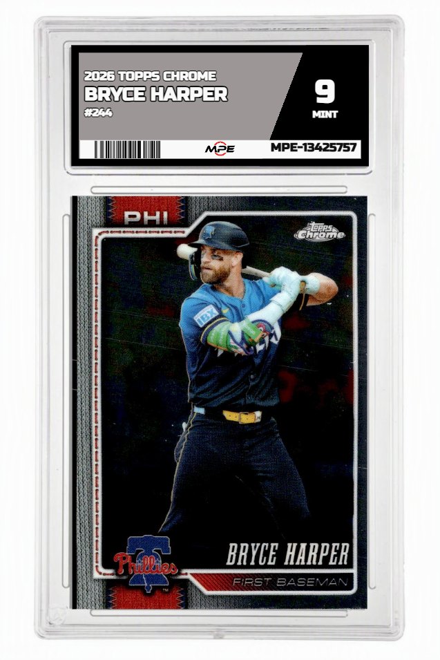 2026 TOPPS CHROME #244 BRYCE HARPER MPE 9 MINT — graded card auctioned from the MPE vault