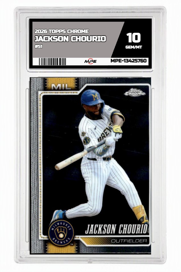 2026 TOPPS CHROME #51 JACKSON CHOURIO MPE 10 GEM/MT — graded card auctioned from the MPE vault