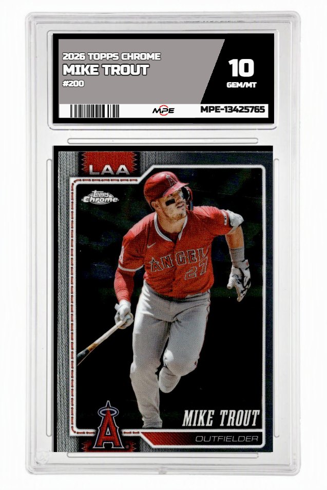 2026 TOPPS CHROME #200 MIKE TROUT MPE 10 GEM/MT — graded card auctioned from the MPE vault