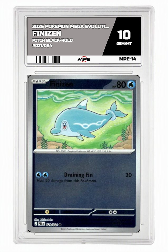 2026 POKEMON MEGA EVOLUTION PITCH BLACK-HOLO #021/084 FINIZEN MPE 10 GEM/MT — graded card auctioned from the MPE vault