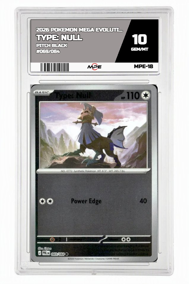 2026 POKEMON MEGA EVOLUTION PITCH BLACK #069/084 Type: Null MPE 10 GEM/MT — graded card auctioned from the MPE vault