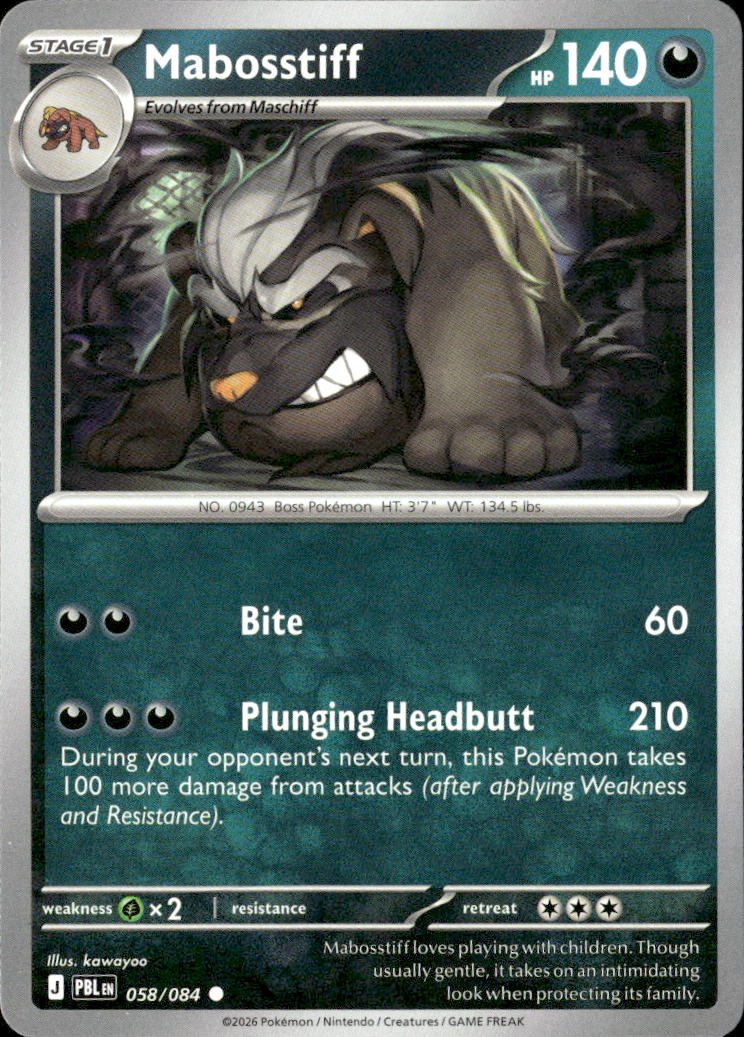 2026 Pokemon Mega Evolution Mabosstiff graded slab
