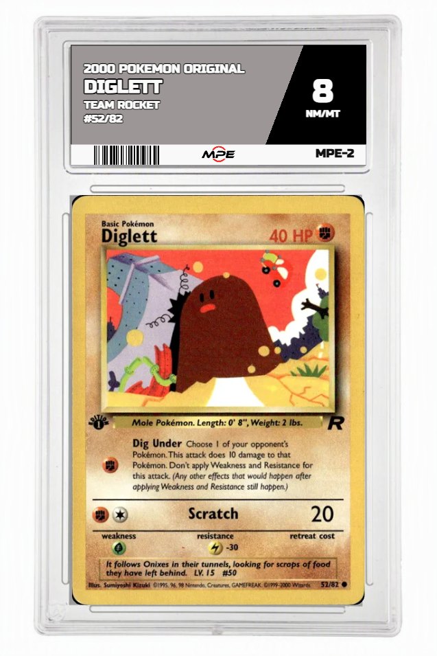 2000 POKEMON ORIGINAL TEAM ROCKET #52/82 DIGLETT MPE 8 NM/MT — graded card auctioned from the MPE vault