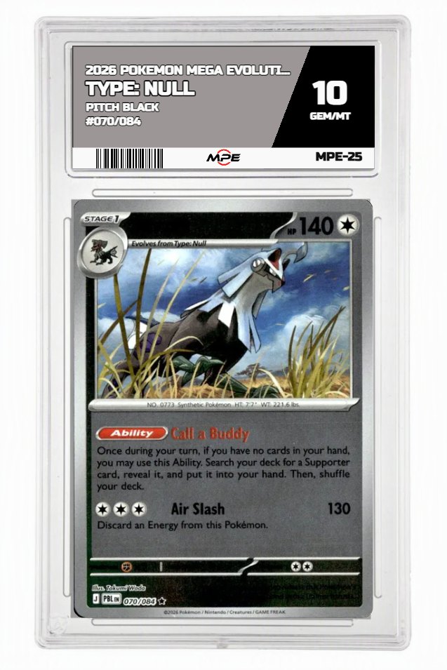 2026 POKEMON MEGA EVOLUTION PITCH BLACK #070/084 Type: Null MPE 10 GEM/MT — graded card auctioned from the MPE vault