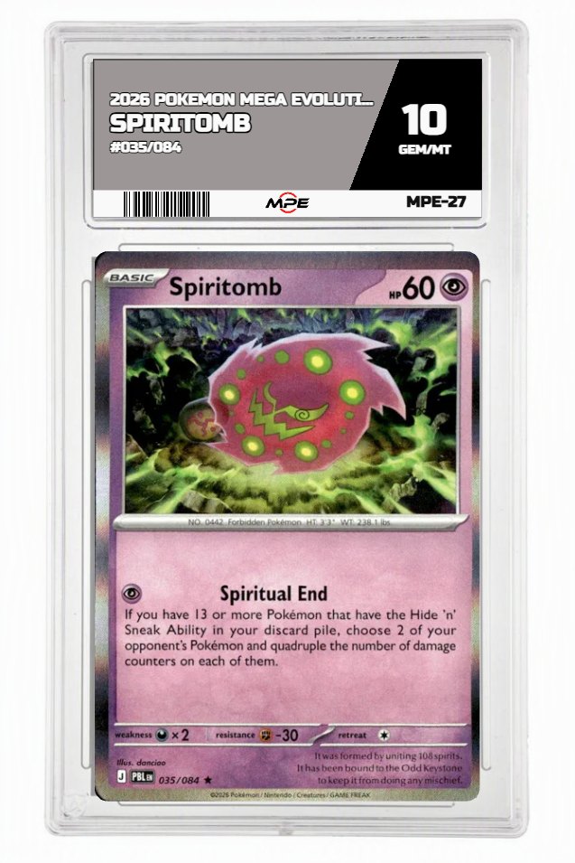 2026 POKEMON MEGA EVOLUTION #035/084 Spiritomb MPE 10 GEM/MT — graded card auctioned from the MPE vault