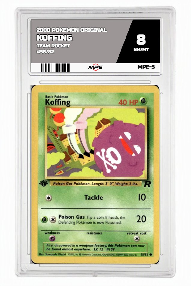 2000 POKEMON ORIGINAL TEAM ROCKET #58/82 Koffing MPE 8 NM/MT — graded card auctioned from the MPE vault