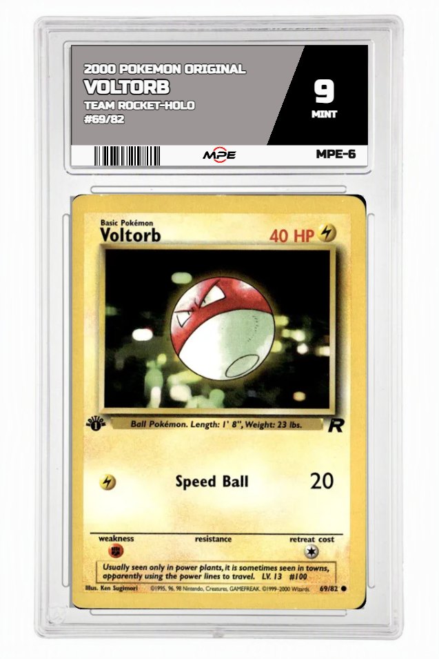 2000 POKEMON ORIGINAL TEAM ROCKET-HOLO #69/82 Voltorb MPE 9 MINT — graded card auctioned from the MPE vault