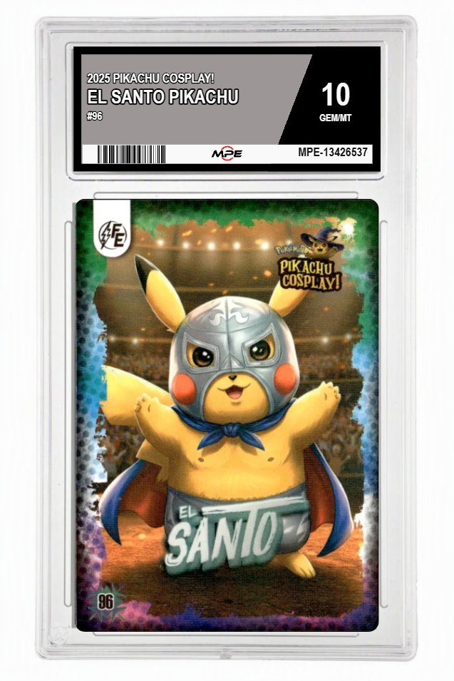 2025 PIKACHU COSPLAY! #96 EL SANTO PIKACHU MPE 10 GEM/MT — graded card up for auction