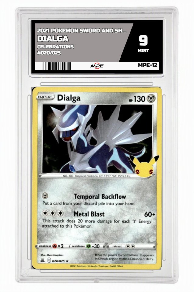 2021 POKEMON SWORD AND SHIELD CELEBRATIONS #020/025 Dialga MPE 9 MINT — graded card up for auction