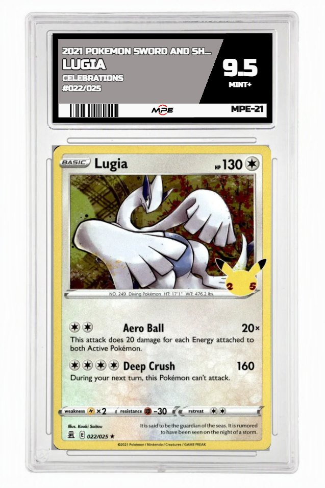 2021 POKEMON SWORD AND SHIELD CELEBRATIONS #022/025 Lugia MPE 9.5 MINT+ — graded card up for auction