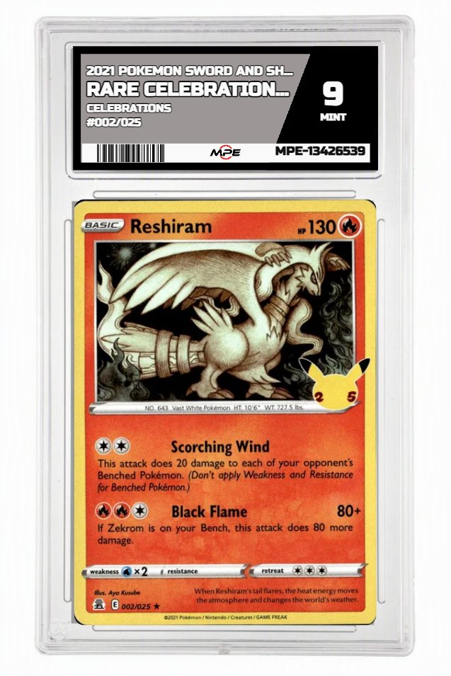 2021 POKEMON SWORD AND SHIELD CELEBRATIONS #002/025 RARE CELEBRATIONS POKEMON MPE 9 MINT — graded card up for auction