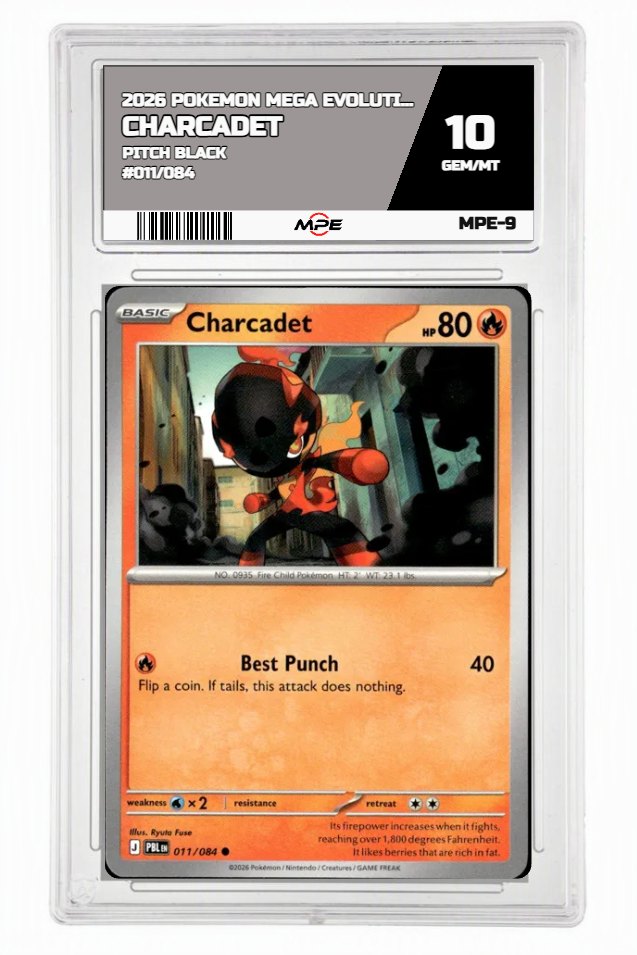 2026 POKEMON MEGA EVOLUTION PITCH BLACK #011/084 Charcadet MPE 10 GEM/MT — graded card auctioned from the MPE vault