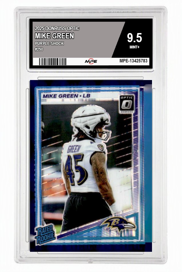 2025 DONRUSS OPTIC PURPLE SHOCK #250 MIKE GREEN MPE 9.5 MINT+ — graded card auctioned from the MPE vault