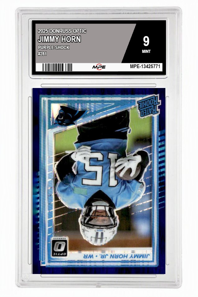 2025 DONRUSS OPTIC PURPLE SHOCK #281 JIMMY HORN MPE 9 MINT — graded card auctioned from the MPE vault