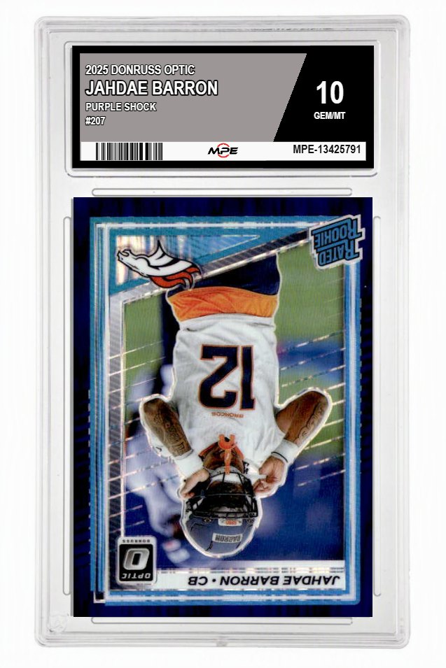 2025 DONRUSS OPTIC PURPLE SHOCK #207 JAHDAE BARRON MPE 10 GEM/MT — graded card auctioned from the MPE vault