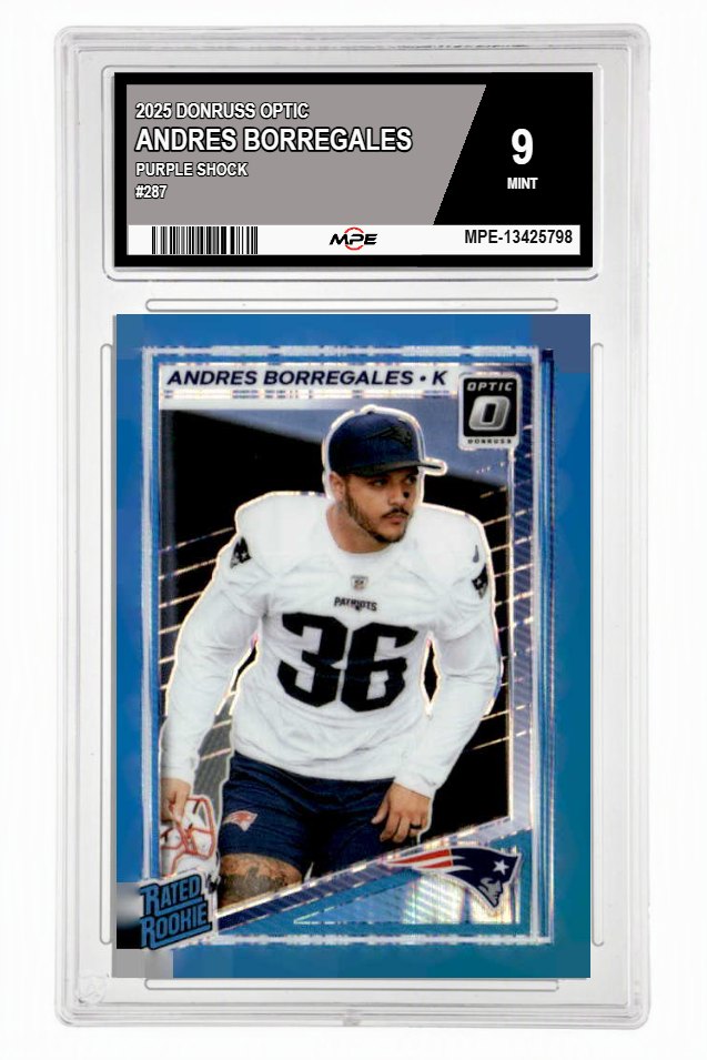 2025 DONRUSS OPTIC PURPLE SHOCK #287 ANDRES BORREGALES MPE 9 MINT — graded card auctioned from the MPE vault