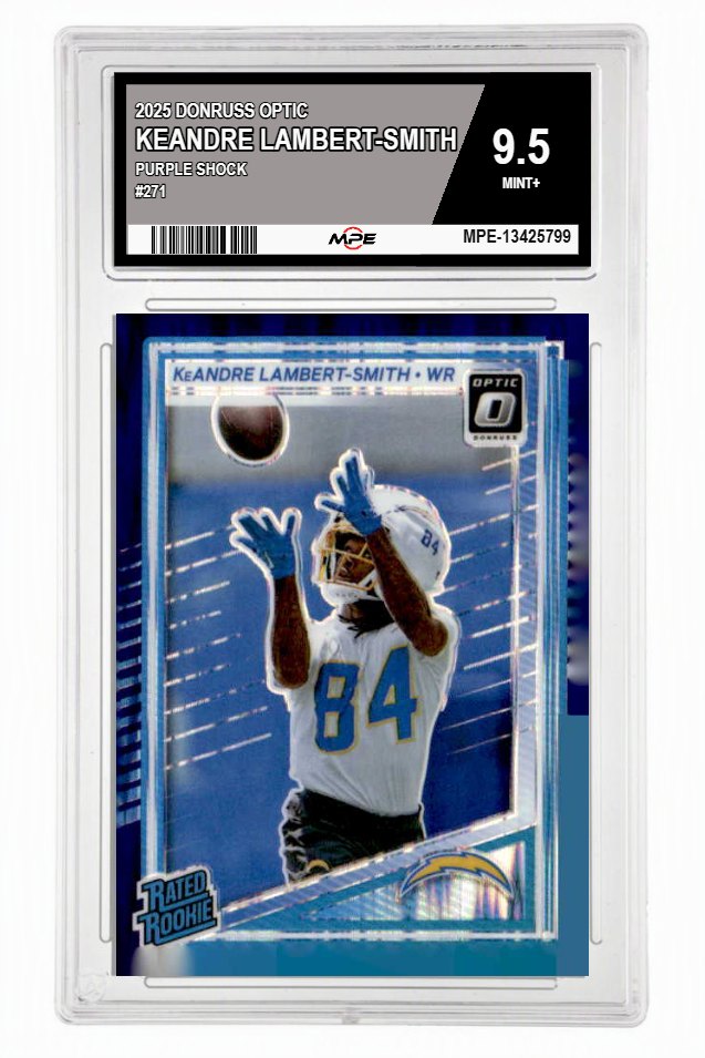 2025 DONRUSS OPTIC PURPLE SHOCK #271 KEANDRE LAMBERT-SMITH MPE 9.5 MINT+ — graded card auctioned from the MPE vault