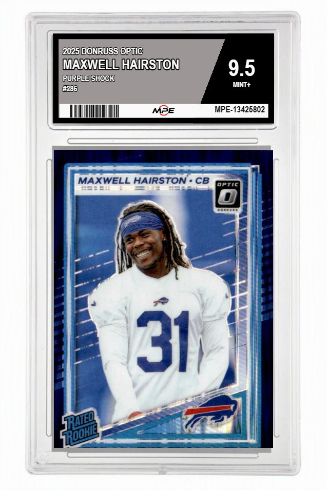 2025 DONRUSS OPTIC PURPLE SHOCK #286 MAXWELL HAIRSTON MPE 9.5 MINT+ — graded card auctioned from the MPE vault