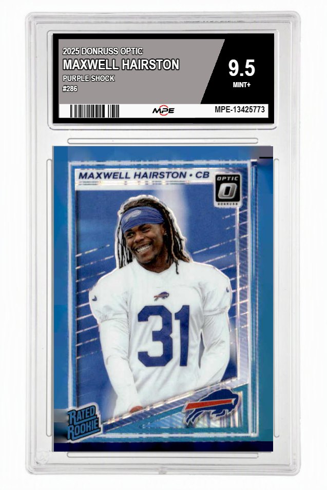 2025 DONRUSS OPTIC PURPLE SHOCK #286 MAXWELL HAIRSTON MPE 9.5 MINT+ — graded card auctioned from the MPE vault