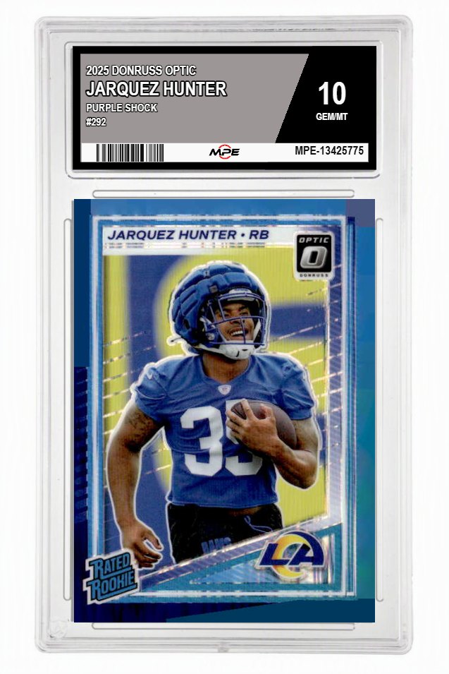 2025 DONRUSS OPTIC PURPLE SHOCK #292 JARQUEZ HUNTER MPE 10 GEM/MT — graded card auctioned from the MPE vault
