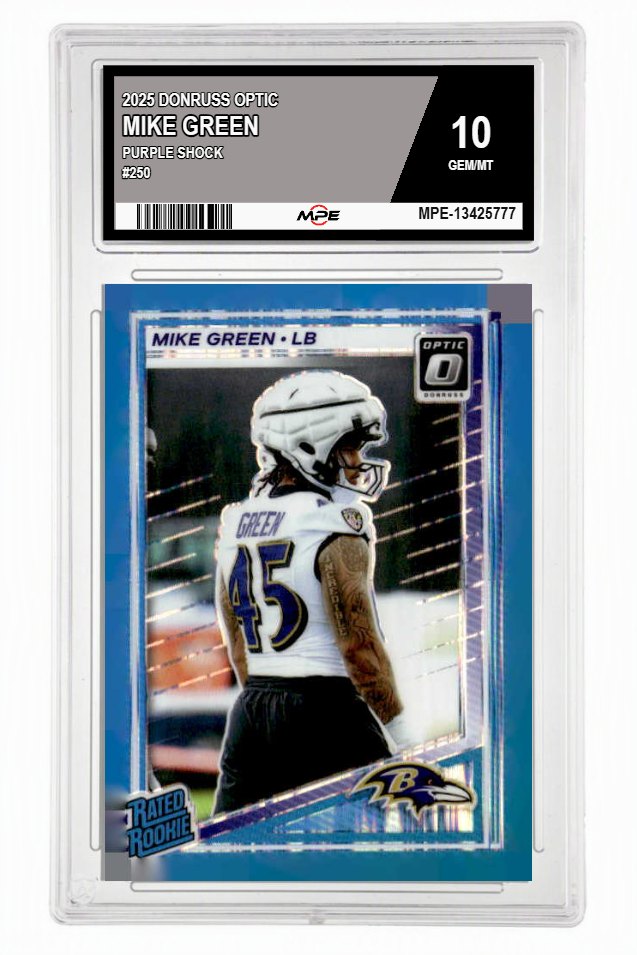 2025 DONRUSS OPTIC PURPLE SHOCK #250 MIKE GREEN MPE 10 GEM/MT — graded card auctioned from the MPE vault