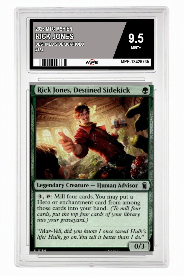 2026 MTG MSH EN DESTINED SIDEKICK-HOLO #184 RICK JONES MPE 9.5 MINT+ — graded card up for auction