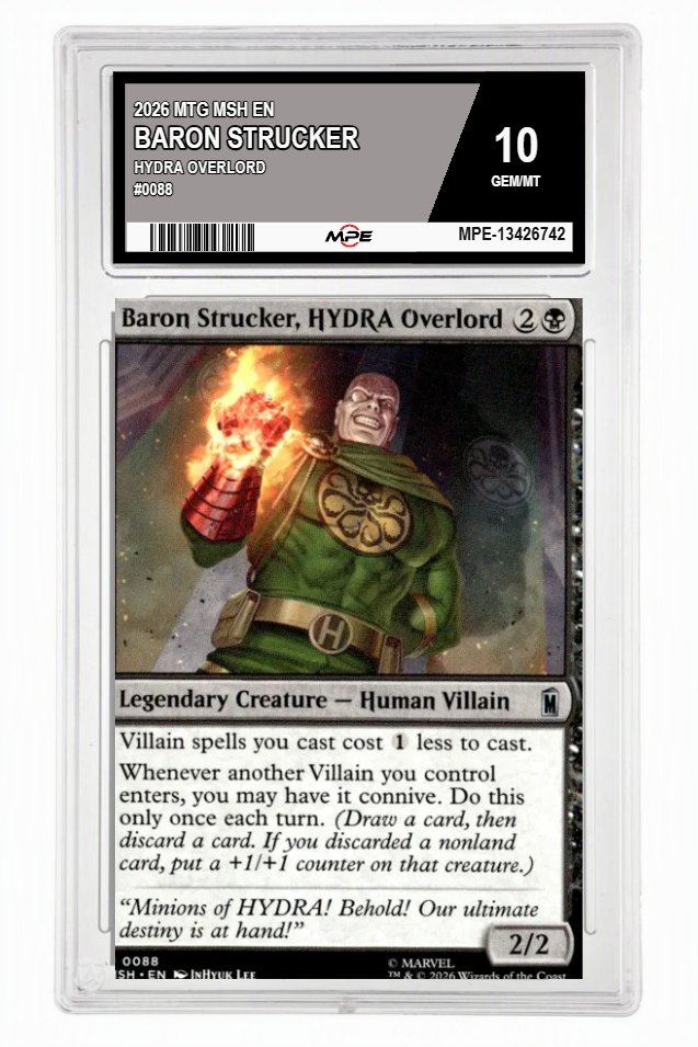 2026 MTG MSH EN HYDRA OVERLORD #0088 BARON STRUCKER MPE 10 GEM/MT — graded card up for auction