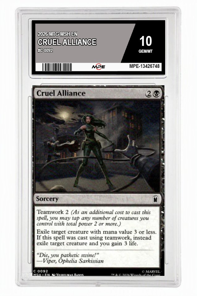 2026 MTG MSH EN #C 0092 CRUEL ALLIANCE MPE 10 GEM/MT — graded card up for auction