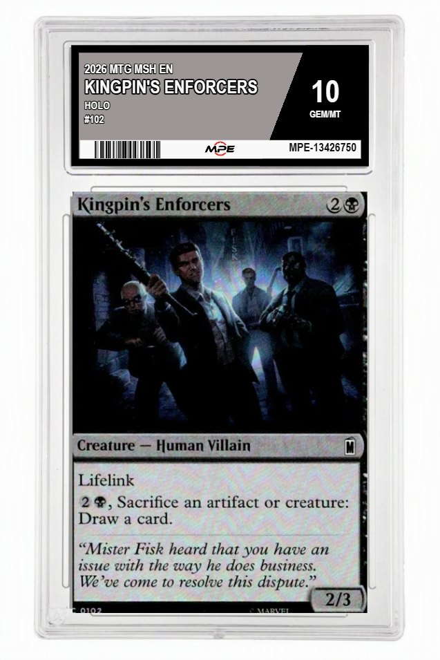 2026 MTG MSH EN HOLO #102 KINGPIN'S ENFORCERS MPE 10 GEM/MT — graded card up for auction