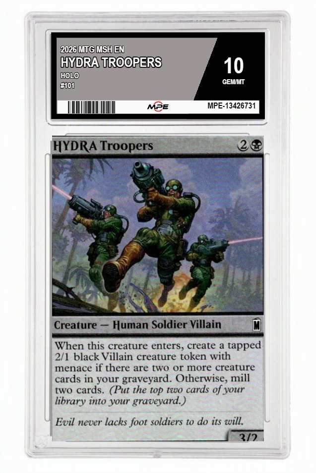 2026 MTG MSH EN HOLO #101 HYDRA TROOPERS MPE 10 GEM/MT — graded card up for auction