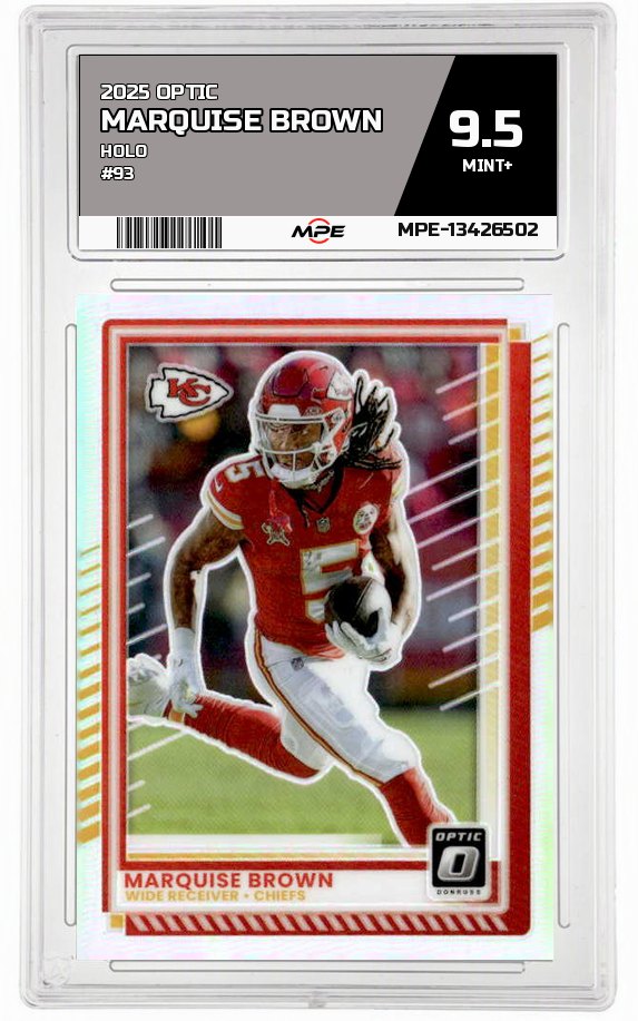 2025 OPTIC HOLO #93 MARQUISE BROWN MPE 9.5 MINT+ — graded card auctioned from the MPE vault