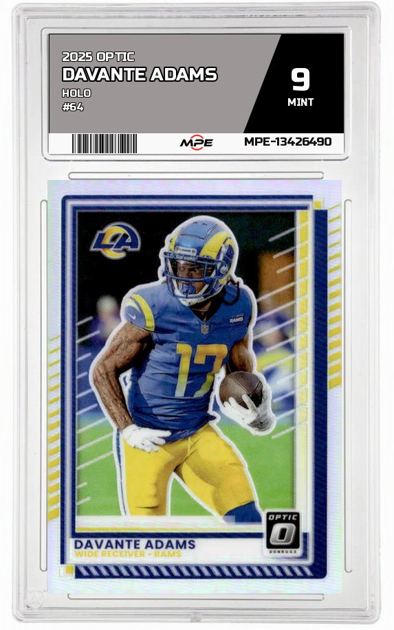 2025 OPTIC HOLO #64 DAVANTE ADAMS MPE 9 MINT — graded card auctioned from the MPE vault