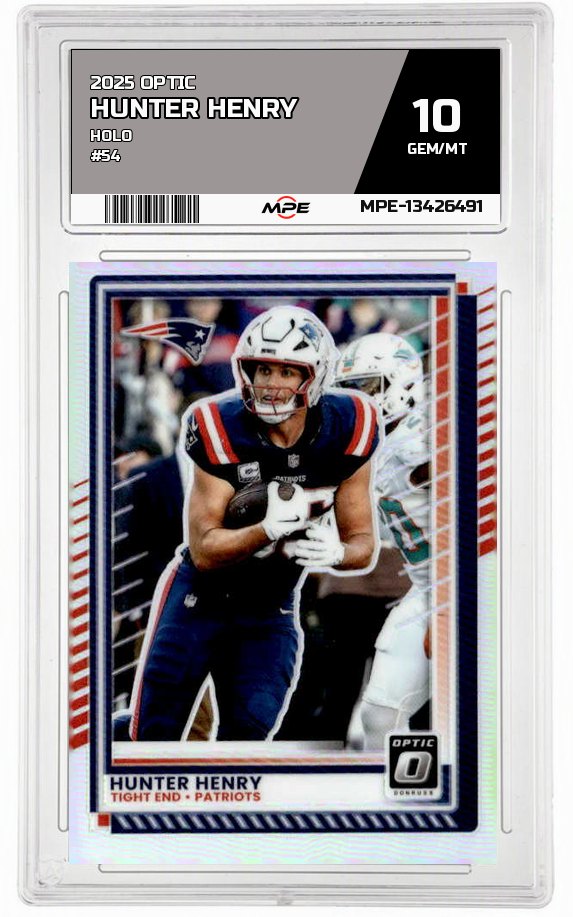 2025 OPTIC HOLO #54 HUNTER HENRY MPE 10 GEM/MT — graded card auctioned from the MPE vault