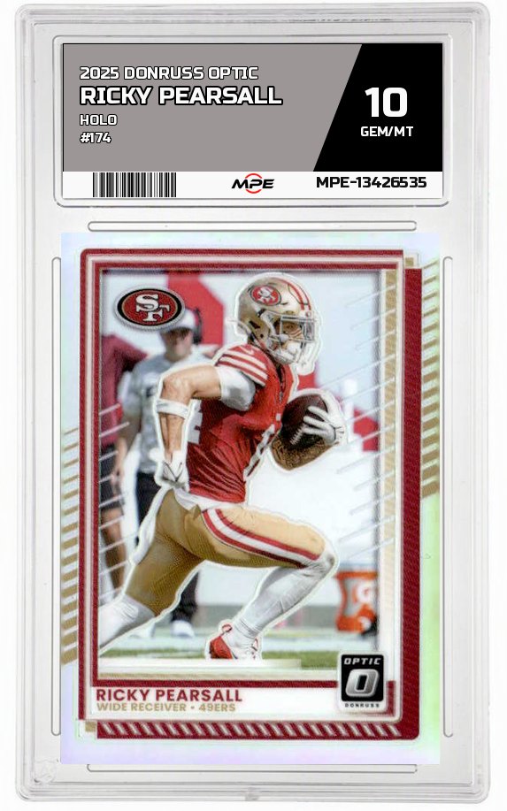 2025 DONRUSS OPTIC HOLO #174 RICKY PEARSALL MPE 10 GEM/MT — graded card auctioned from the MPE vault