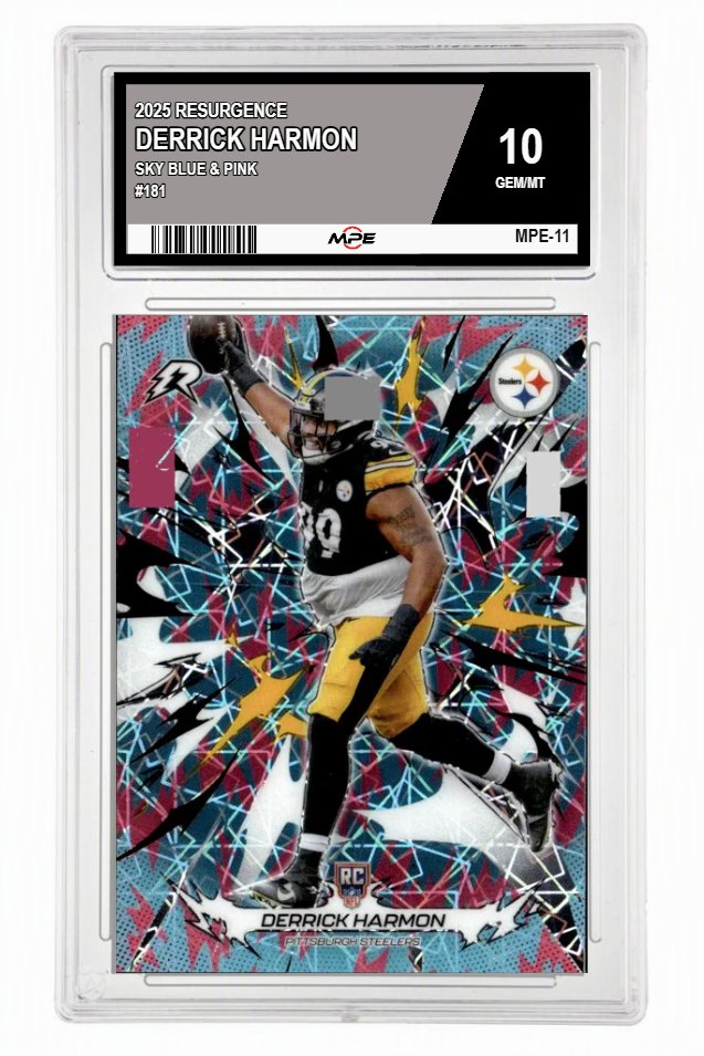 2025 RESURGENCE SKY BLUE & PINK #181 DERRICK HARMON MPE 10 GEM/MT — graded card up for auction