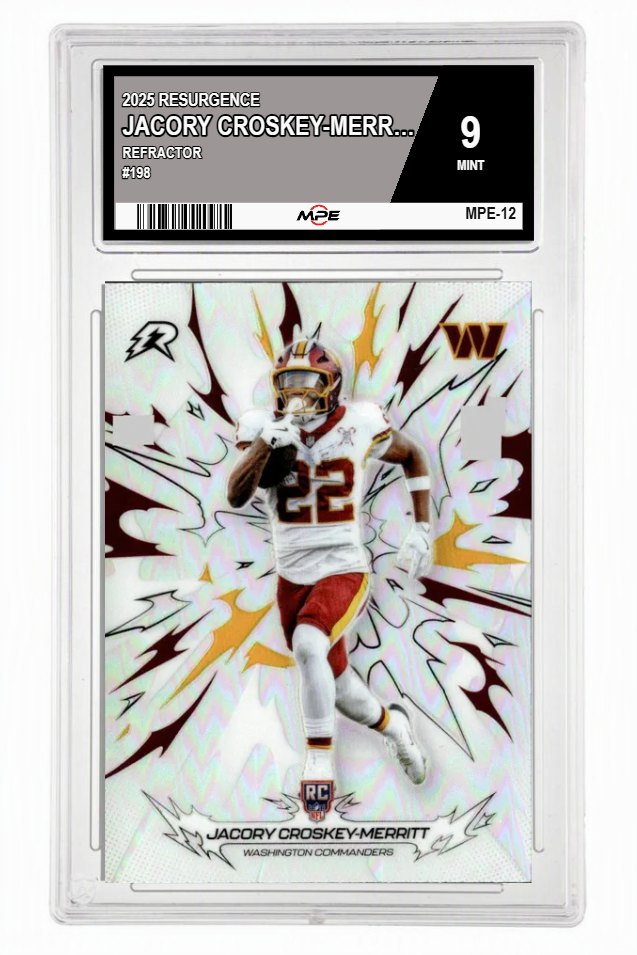 2025 RESURGENCE REFRACTOR #198 JACORY CROSKEY-MERRITT MPE 9 MINT — graded card auctioned from the MPE vault
