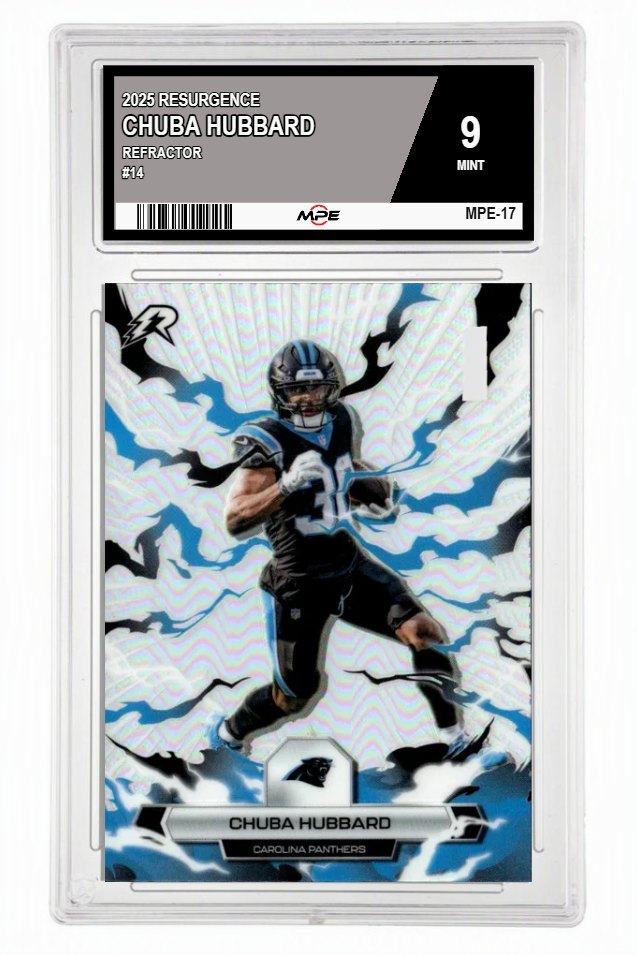 2025 RESURGENCE REFRACTOR #14 CHUBA HUBBARD MPE 9 MINT — graded card auctioned from the MPE vault