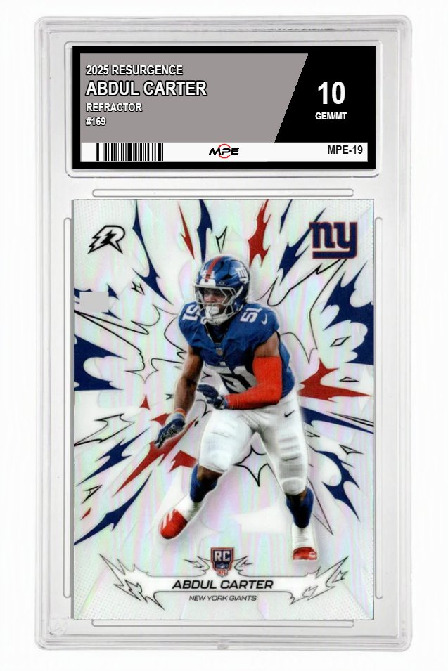 2025 RESURGENCE REFRACTOR #169 ABDUL CARTER MPE 10 GEM/MT — graded card auctioned from the MPE vault