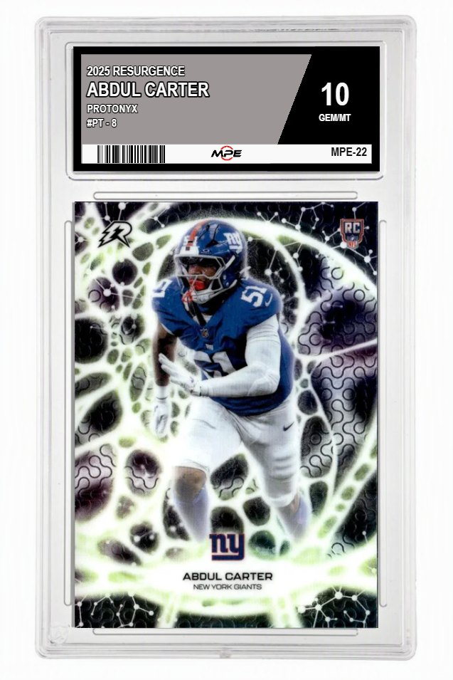 2025 RESURGENCE PROTONYX #PT - 8 ABDUL CARTER MPE 10 GEM/MT — graded card auctioned from the MPE vault