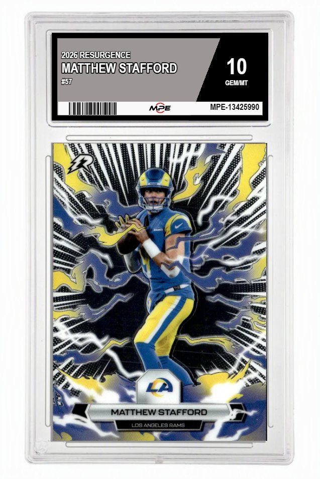 2026 RESURGENCE #57 MATTHEW STAFFORD MPE 10 GEM/MT — graded card auctioned from the MPE vault
