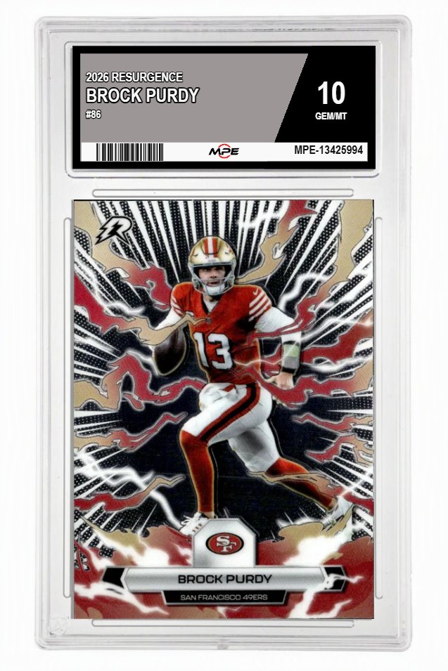 2026 RESURGENCE #86 BROCK PURDY MPE 10 GEM/MT — graded card auctioned from the MPE vault
