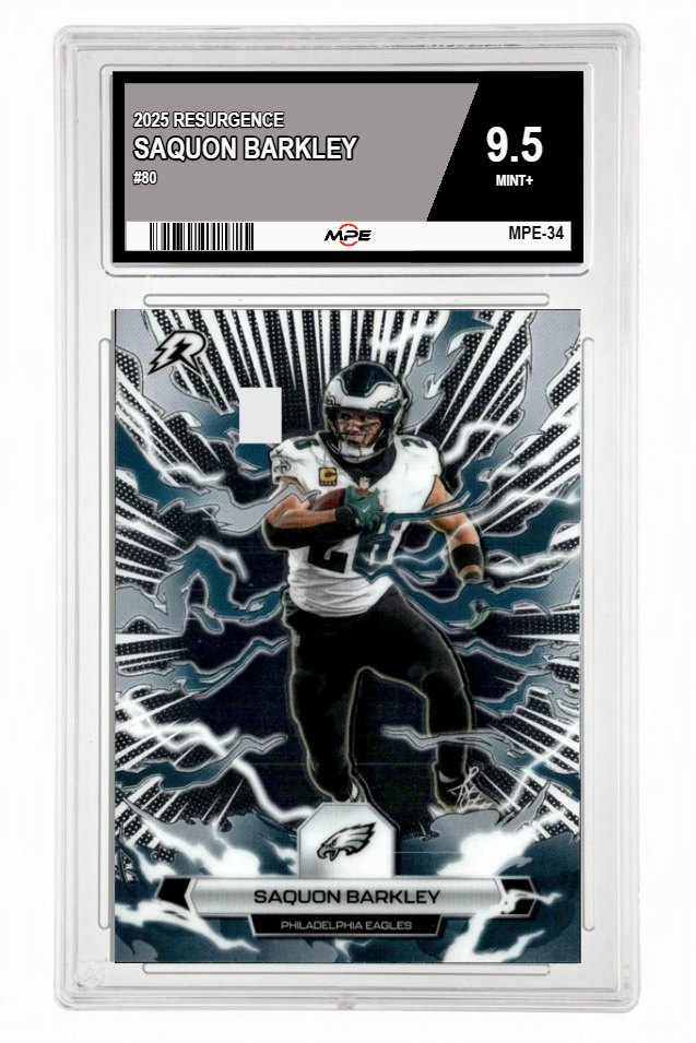 2025 RESURGENCE #80 SAQUON BARKLEY MPE 9.5 MINT+ — graded card auctioned from the MPE vault