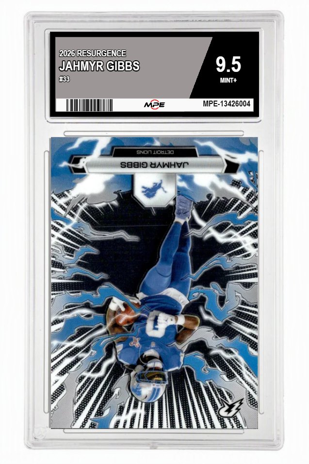 2026 RESURGENCE #33 JAHMYR GIBBS MPE 9.5 MINT+ — graded card auctioned from the MPE vault